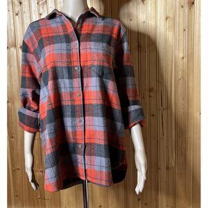SCHOTT BROS. Women’s Red and Gray Flannel Button Up - size Large